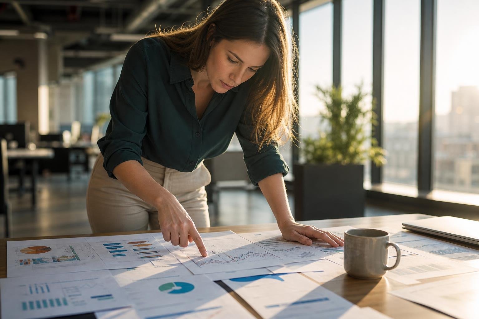 Marketer analysiert Newsletter-Öffnungsraten auf einem Laptop-Bildschirm.